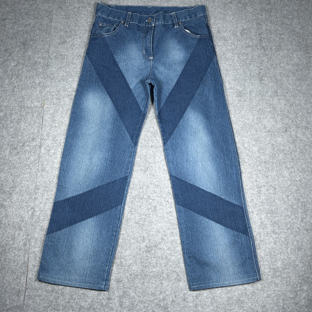 Vintage Fine Jeans Denim Womens 18(32x27) Medium Blue Wash Y2K Stretch Faded